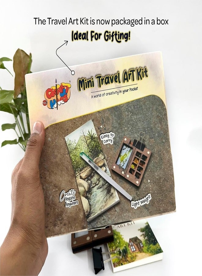 The Crafthives Compact Travel Watercolor Painting Kit | Mini Wooden Palette with Watercolor Tubes, Brush Pen, Sketchbook & Clip | Portable Art Set for Artists & Hobbyists, with color | For kids and Adults - Image 5